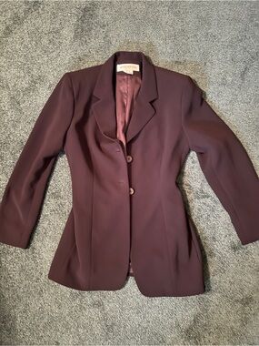 Jones New York Women's Dark Plum Two-Button Blazer